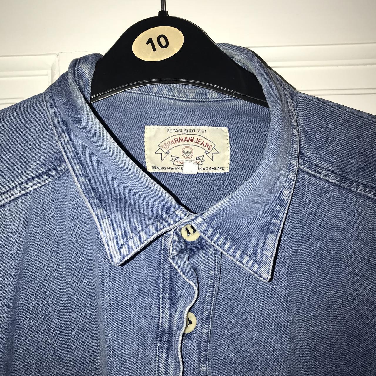 Mens armani hotsell denim shirt