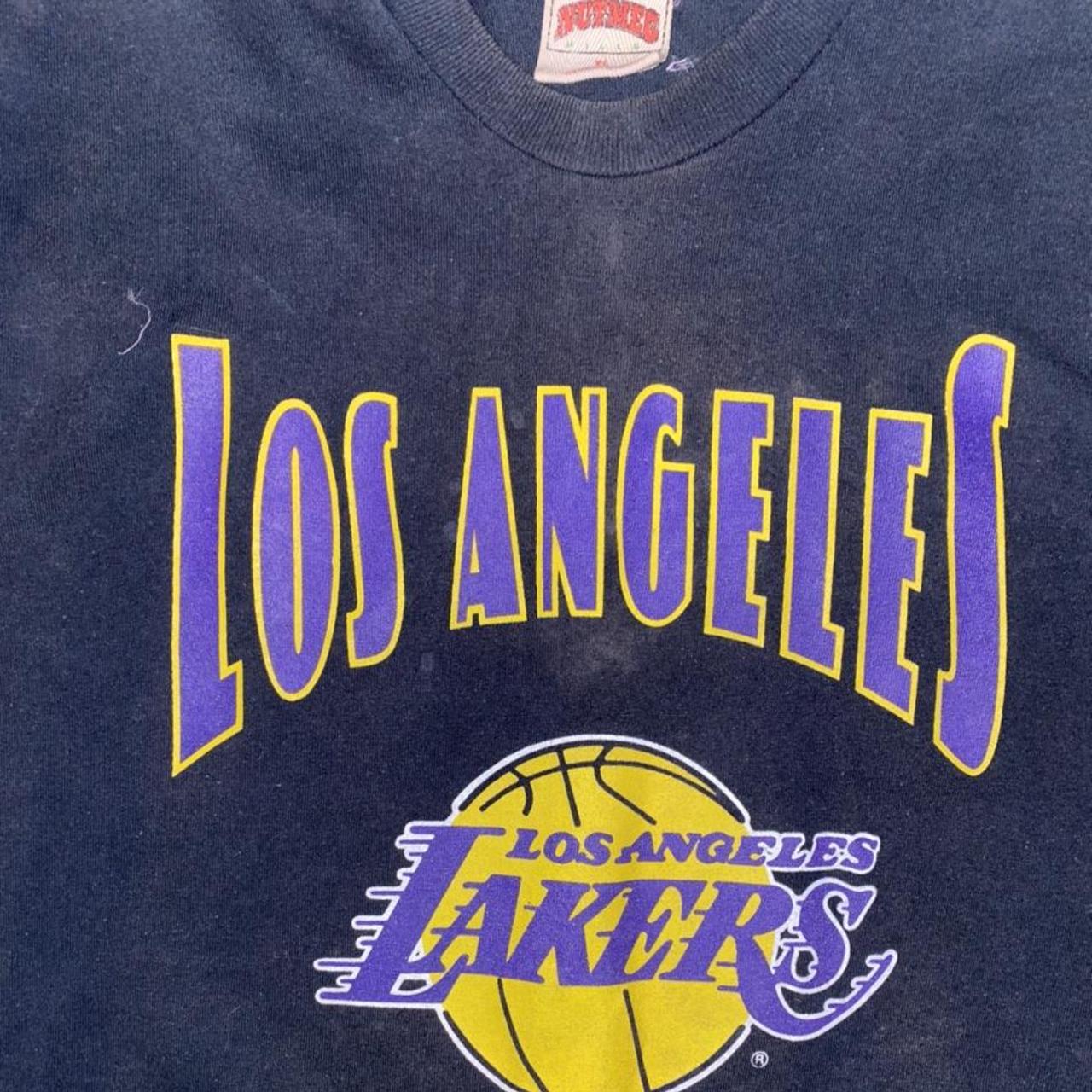 Vintage 90s Nba Los Angeles Lakers Nutmeg Mills Logo... - Depop