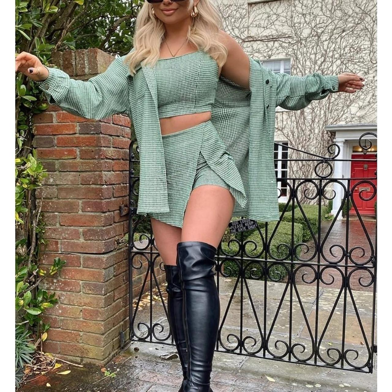 In The Style Saffron Barker green tweed houndstooth... Depop