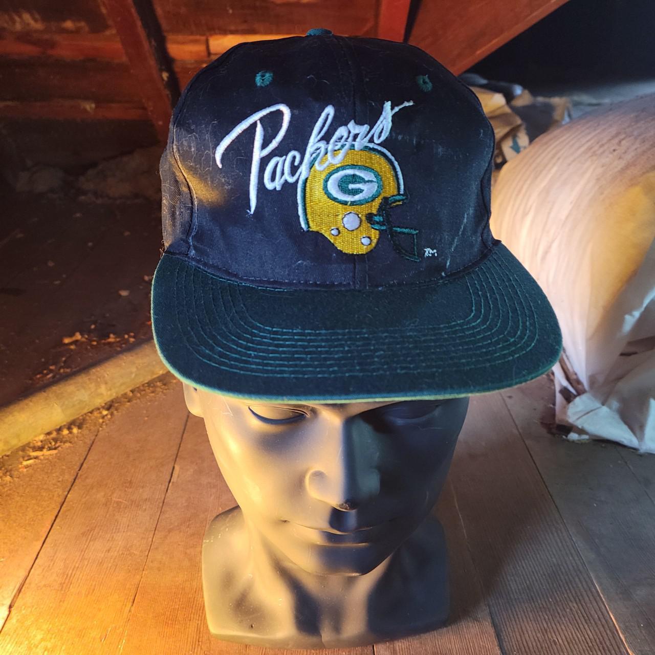 Vintage Green Bay Packers Script Style Snapback Hat - Depop