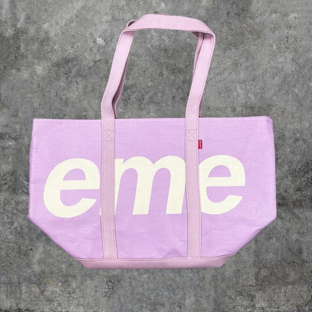 Supreme Pink Raffia Tote Bag. • Authentic • SS20 •... - Depop