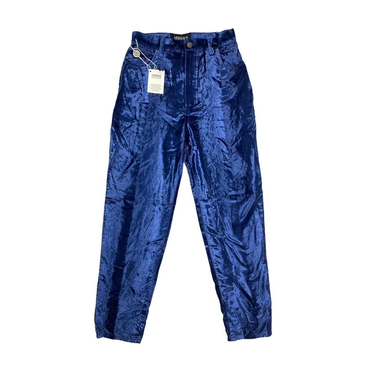 Versace velvet jeans 90s Vintage royal blue velvet... Depop