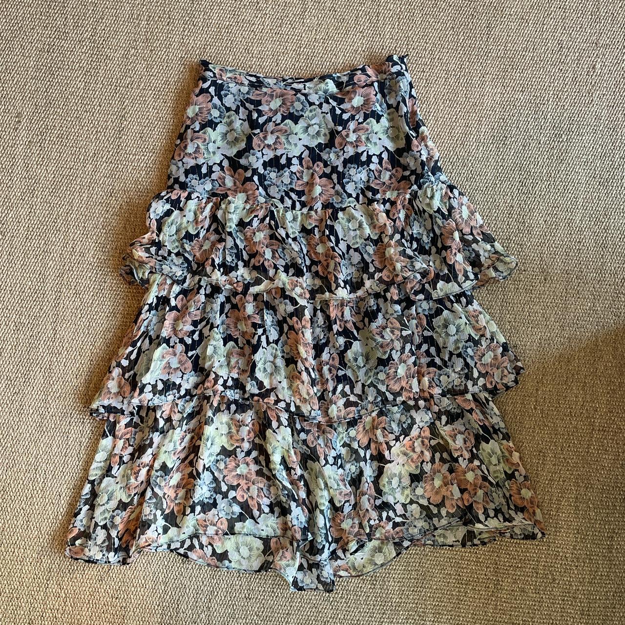 Tiered floral midi skirt from The Kooples. In... - Depop