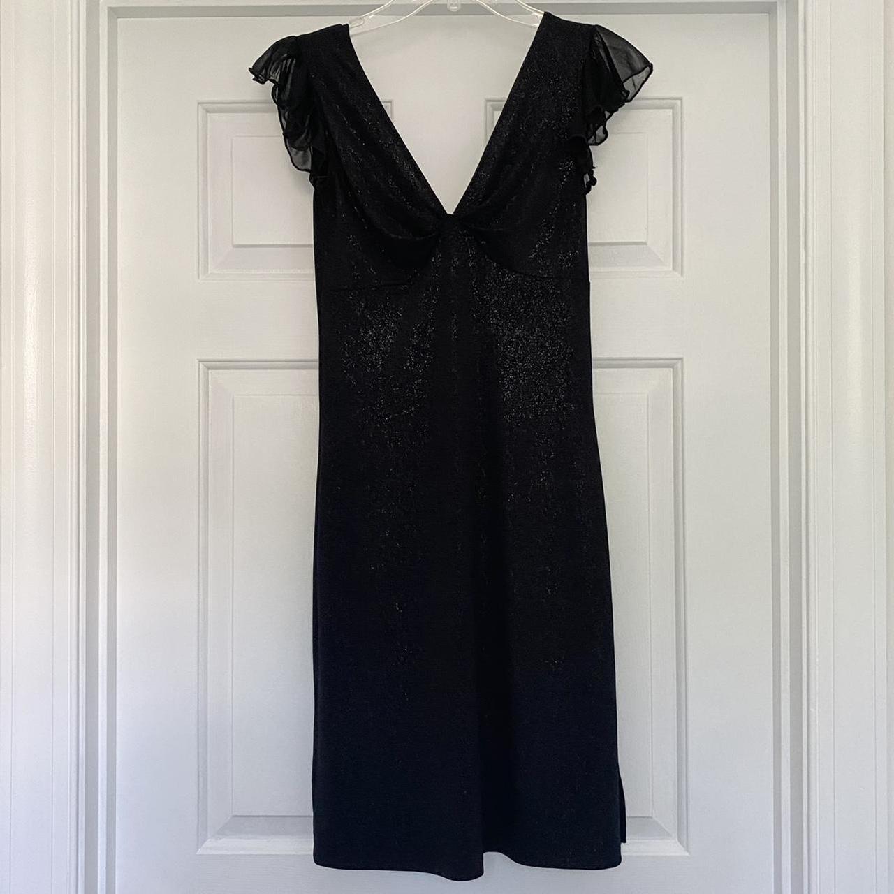 My Michelle Black Sparkly Dress Shoulder to Bottom... - Depop