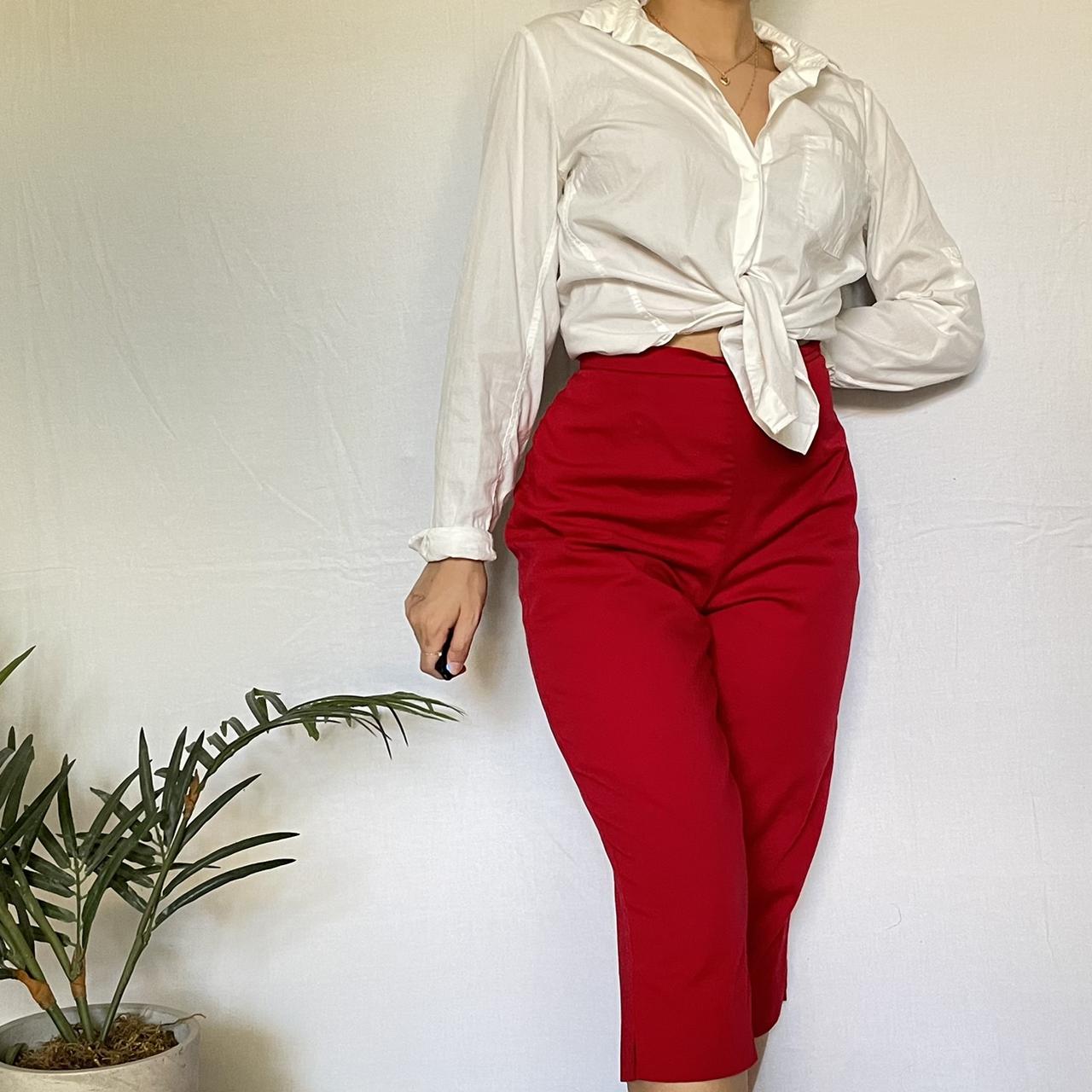 60s style cherry red capri pants brand: briggs - Depop