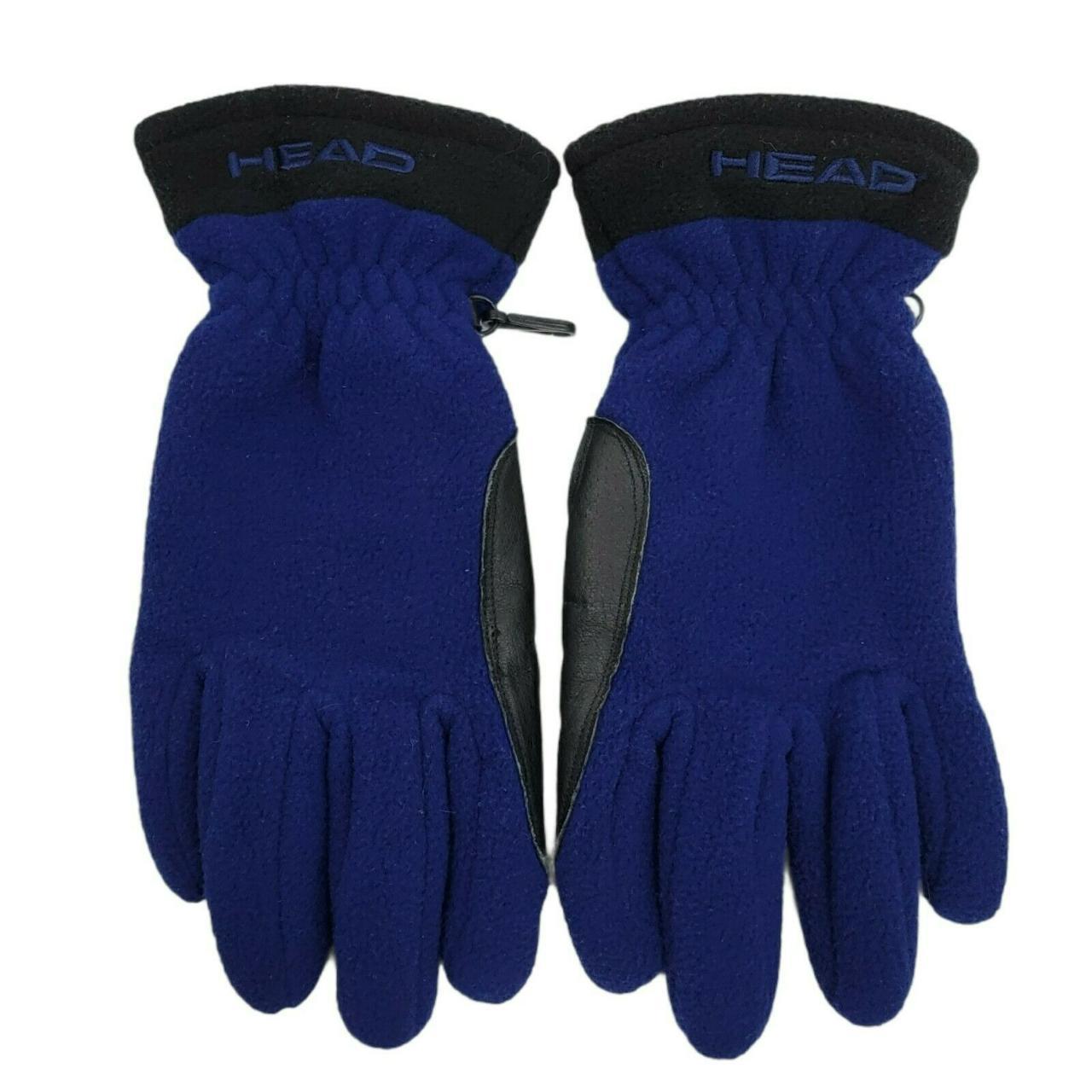 HEAD Blue Fleece & Leather Gloves Size... Depop