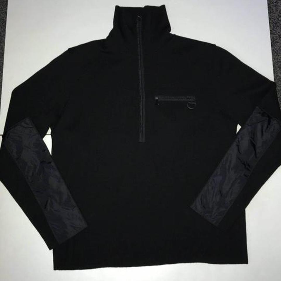 Black Prada wool/nylon half zip utility jumper 9/10... - Depop