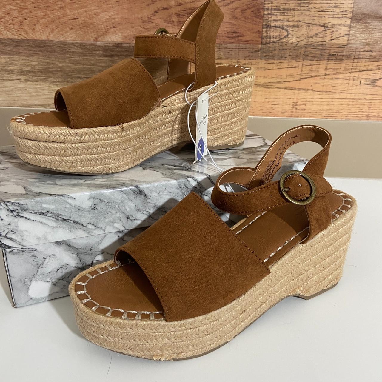 Brown suede topped platform sandals new with tags... - Depop