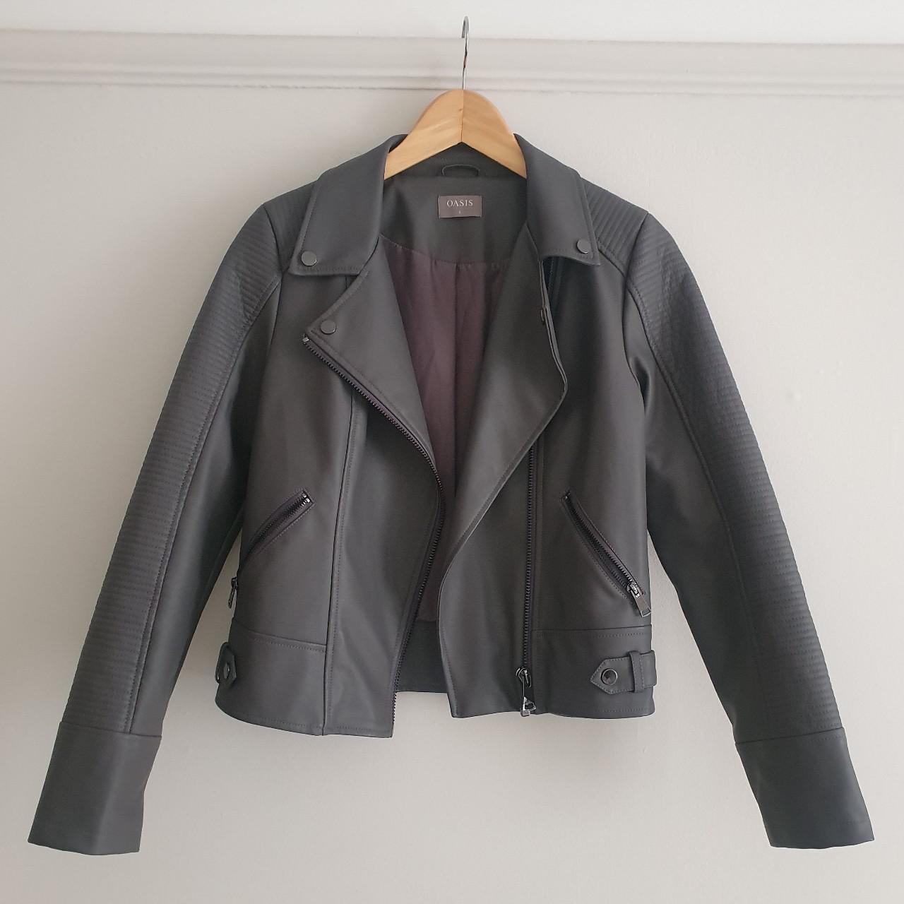 Oasis grey leather jacket hotsell