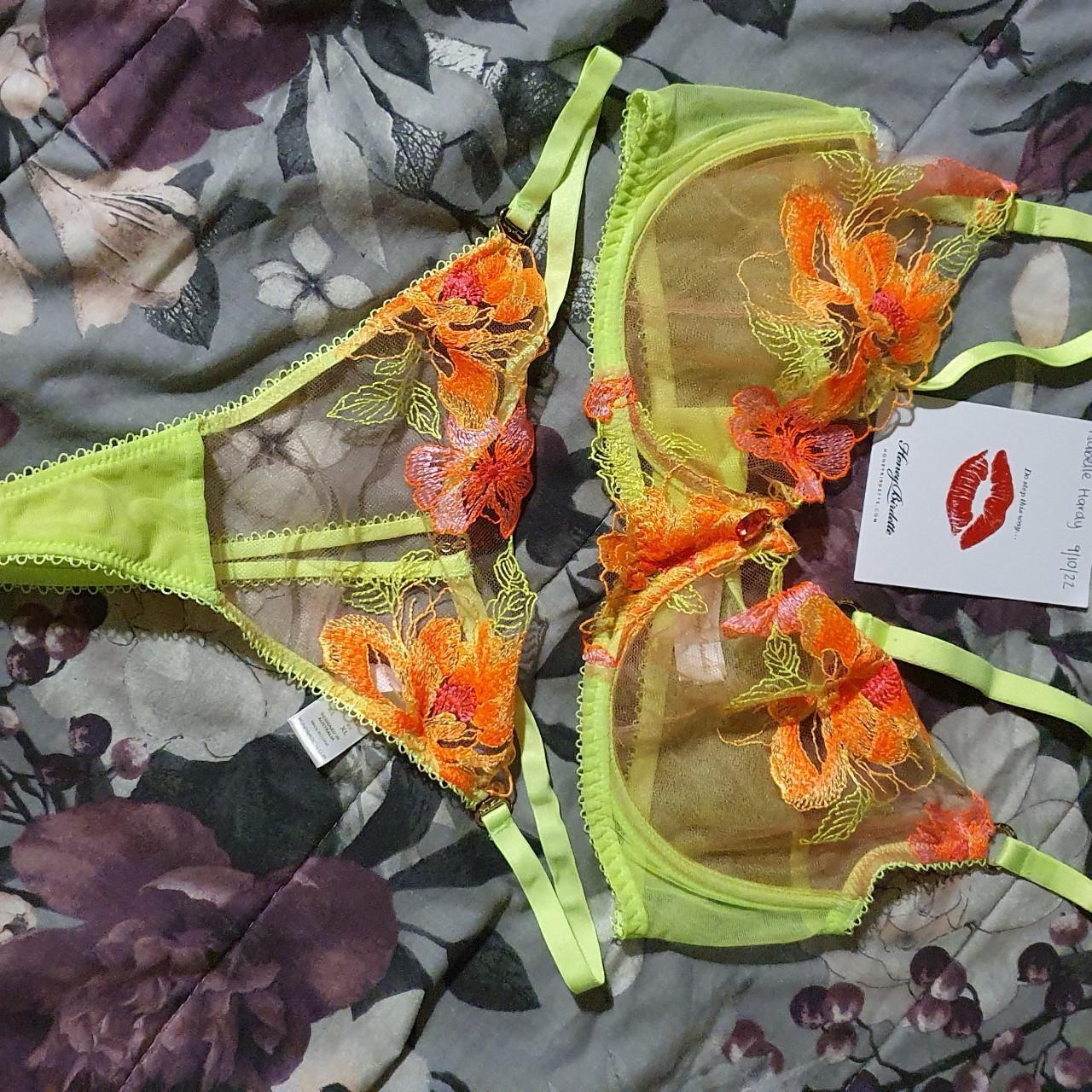 👙 Christine neon bra and thong set 📏 14D XL ⚡ EUC -... - Depop