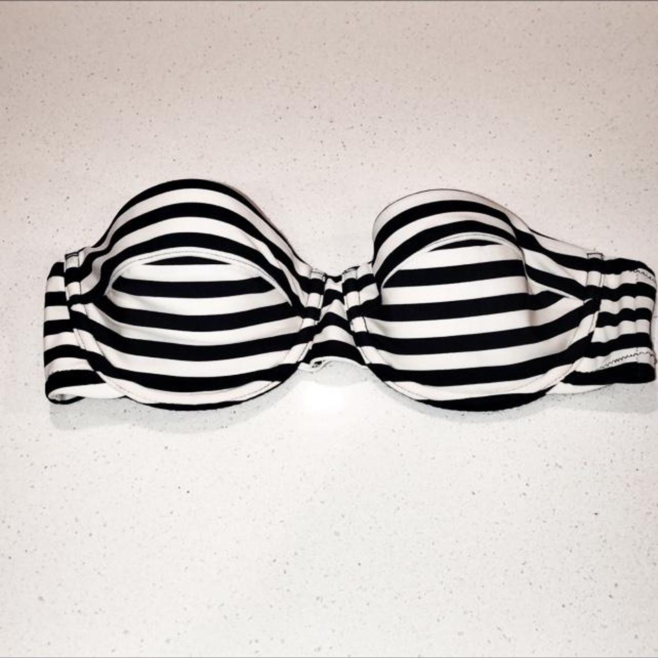 J Crews Dark Navy Striped Swimsuit Bikini Top This... Depop