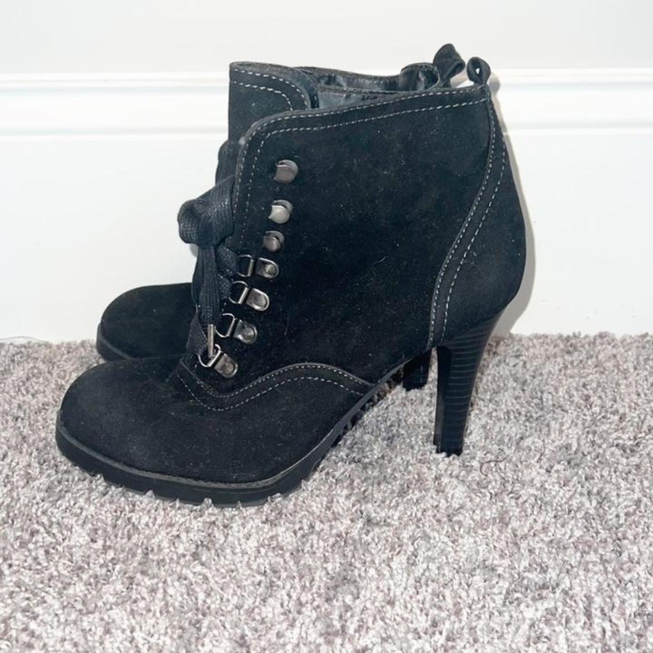 Mossimo Supply Faux Suede Heeled Boots These boots... - Depop