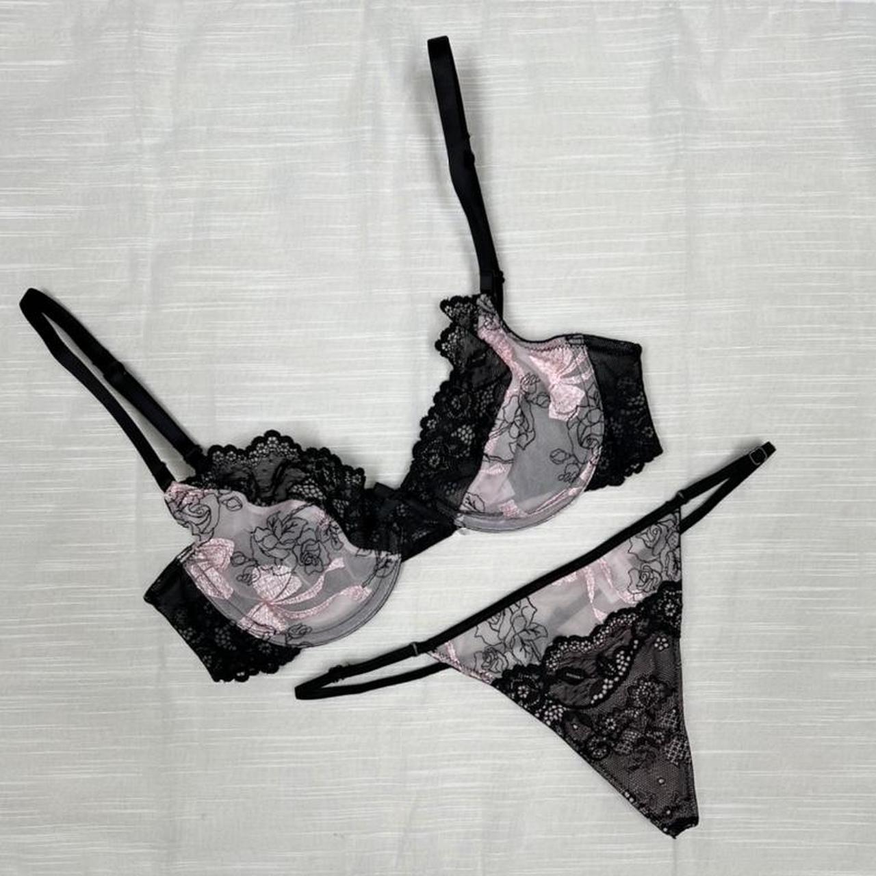 Jezebel Women's Black and Pink Bra | Depop