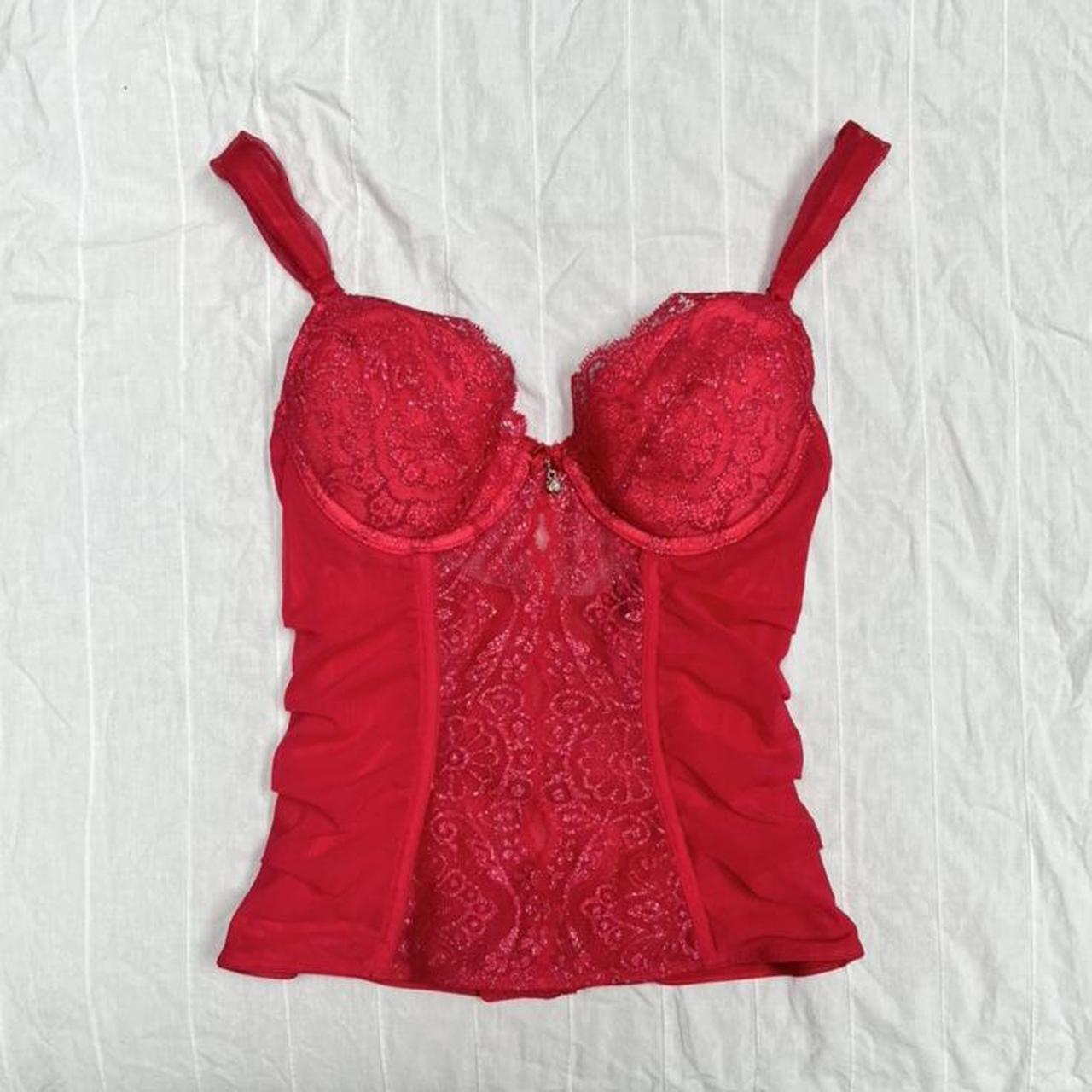 2000s Cherry red bustier top , Lighter and with more