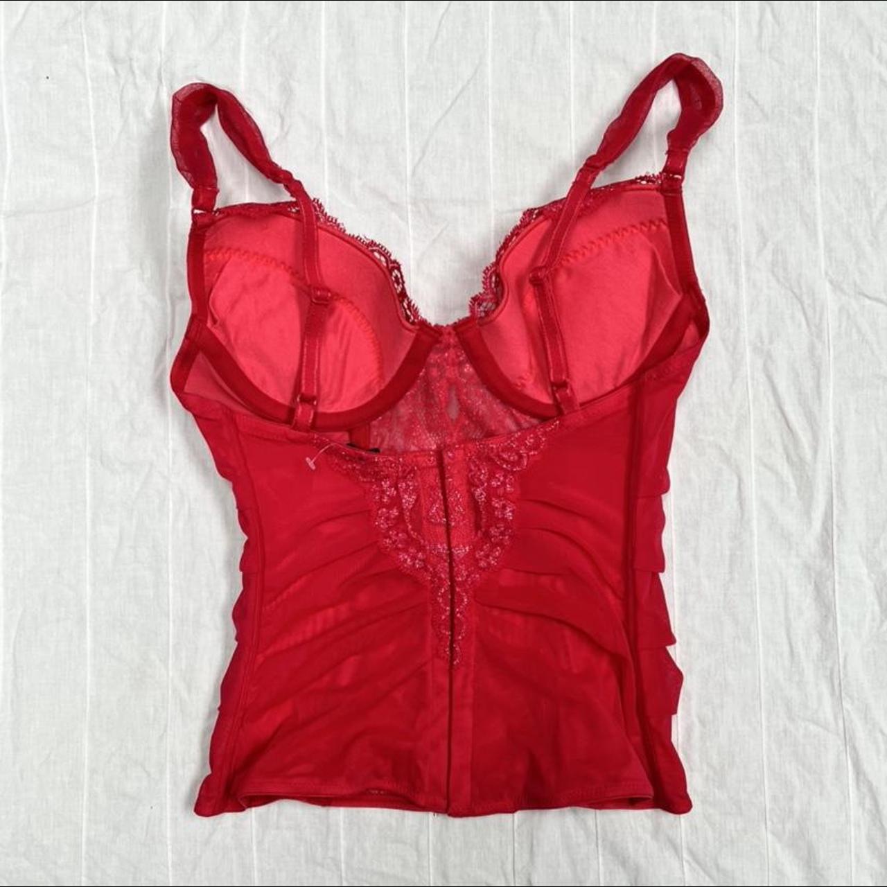 2000s Cherry red bustier top , Lighter and with more