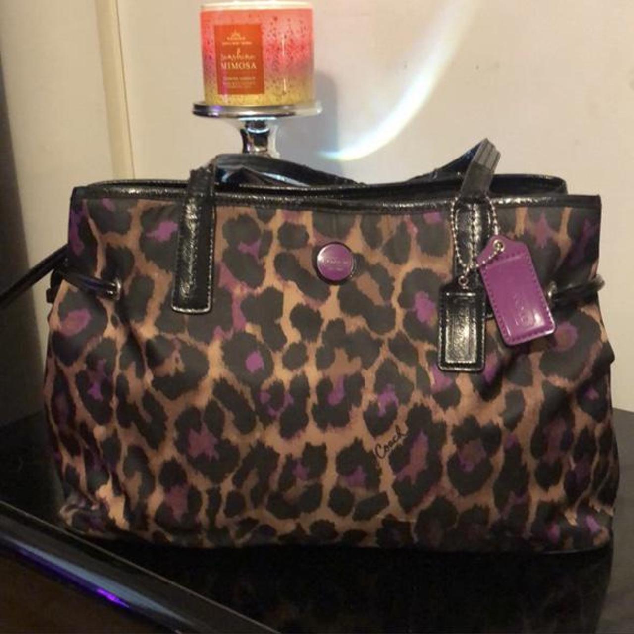 Coach Signature Leopard Print Ocelot Violet Purple 25282 Tote Bag Purse |  eBay