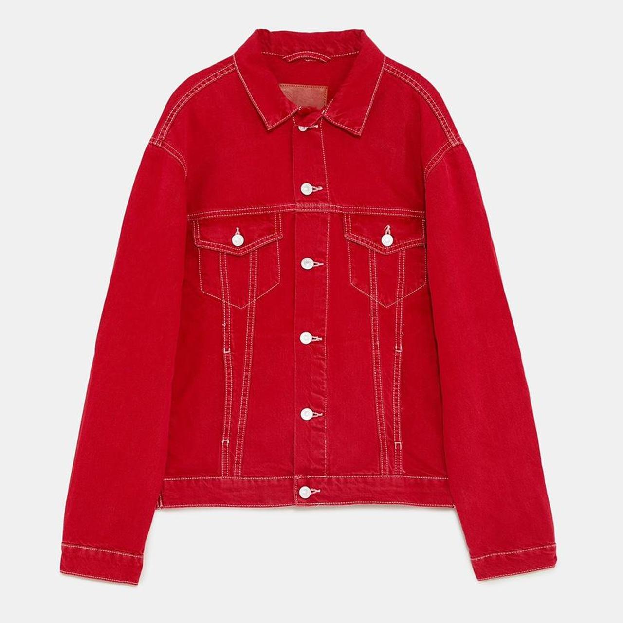 red colour jeans jacket