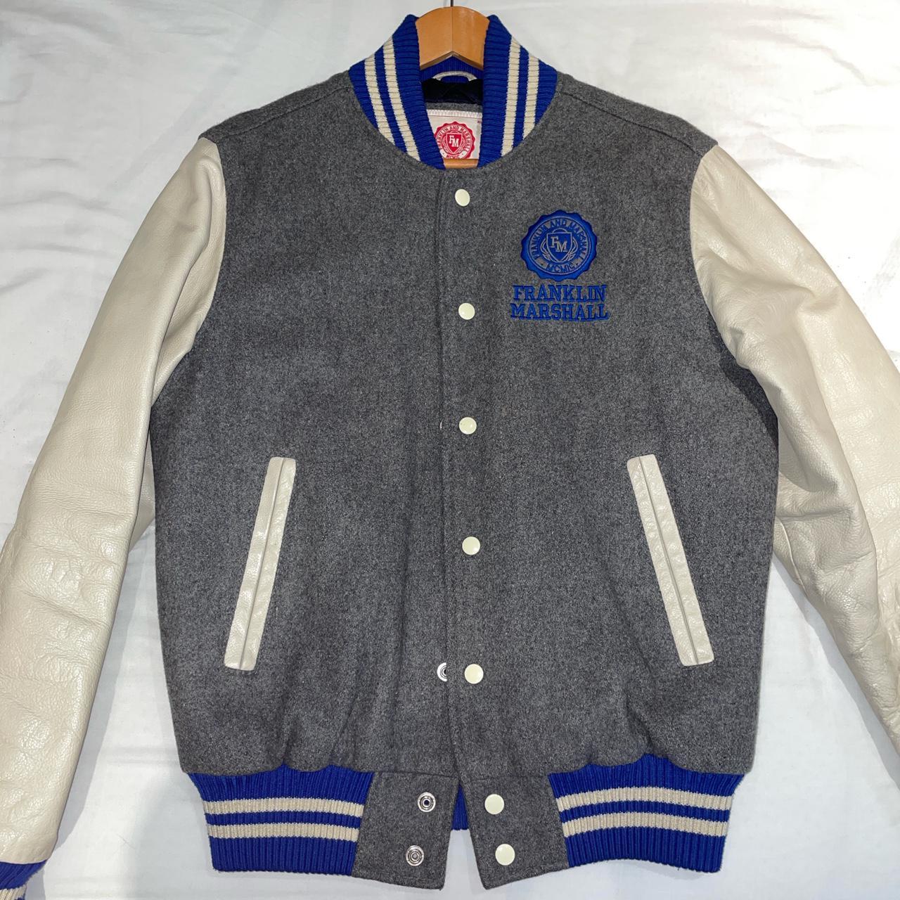 Franklin Marshall varsity jacket with wool body and... - Depop