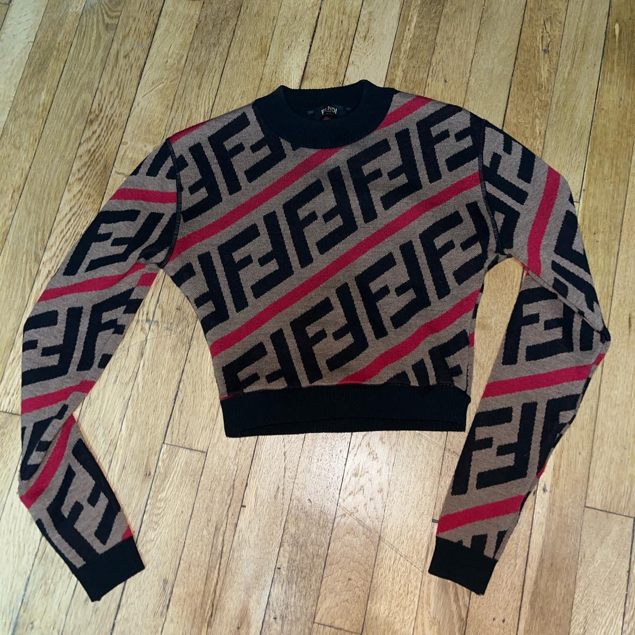 Fendi Women's Black and Red Hoodie | Depop