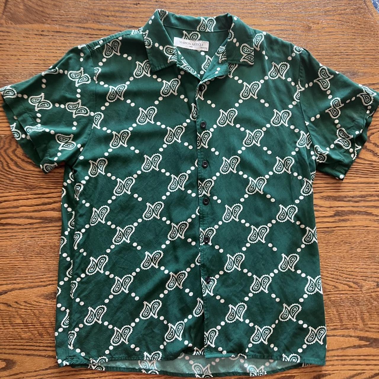 Article One Men's White and Green Shirt