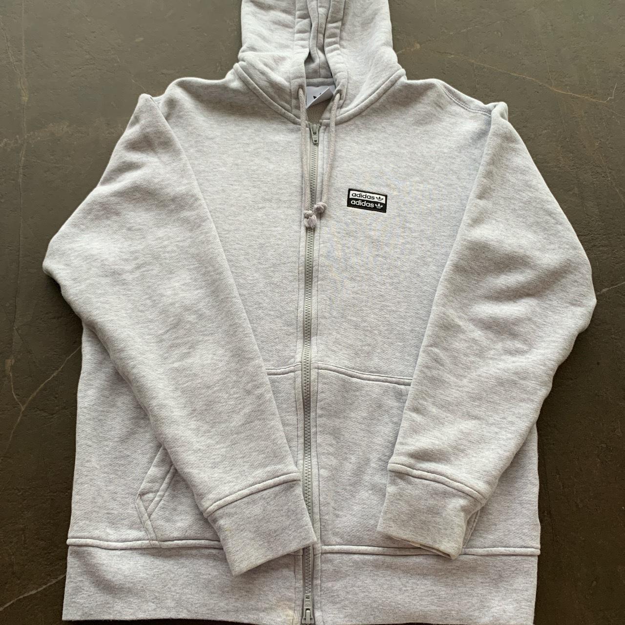 Adidas grey oversized zip hoodie Only worn twice.... - Depop