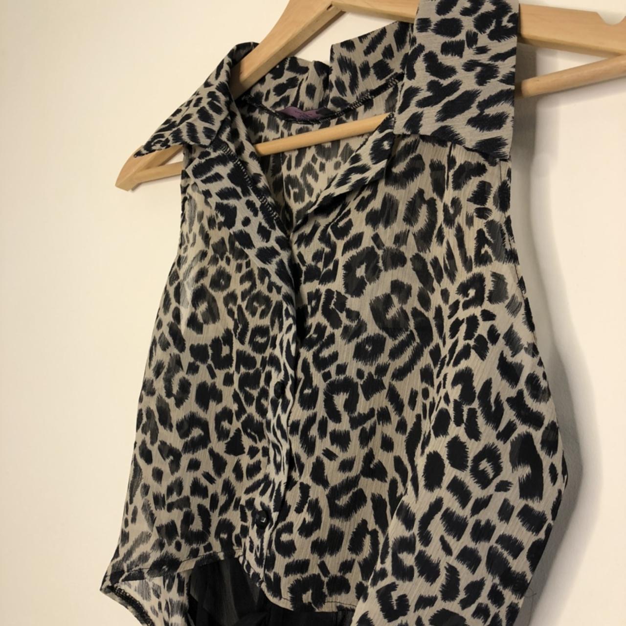 LEOPARD PRINT CHIFFON TIE TOP SIZE 8 Condition:... - Depop