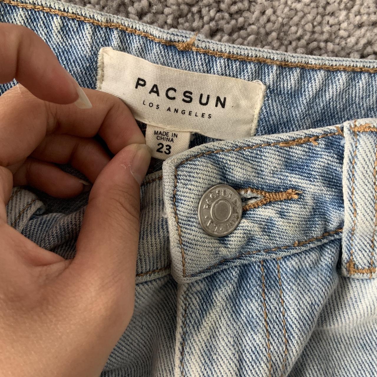 short denim skirt -pacsun size 23, around 13 inches... - Depop