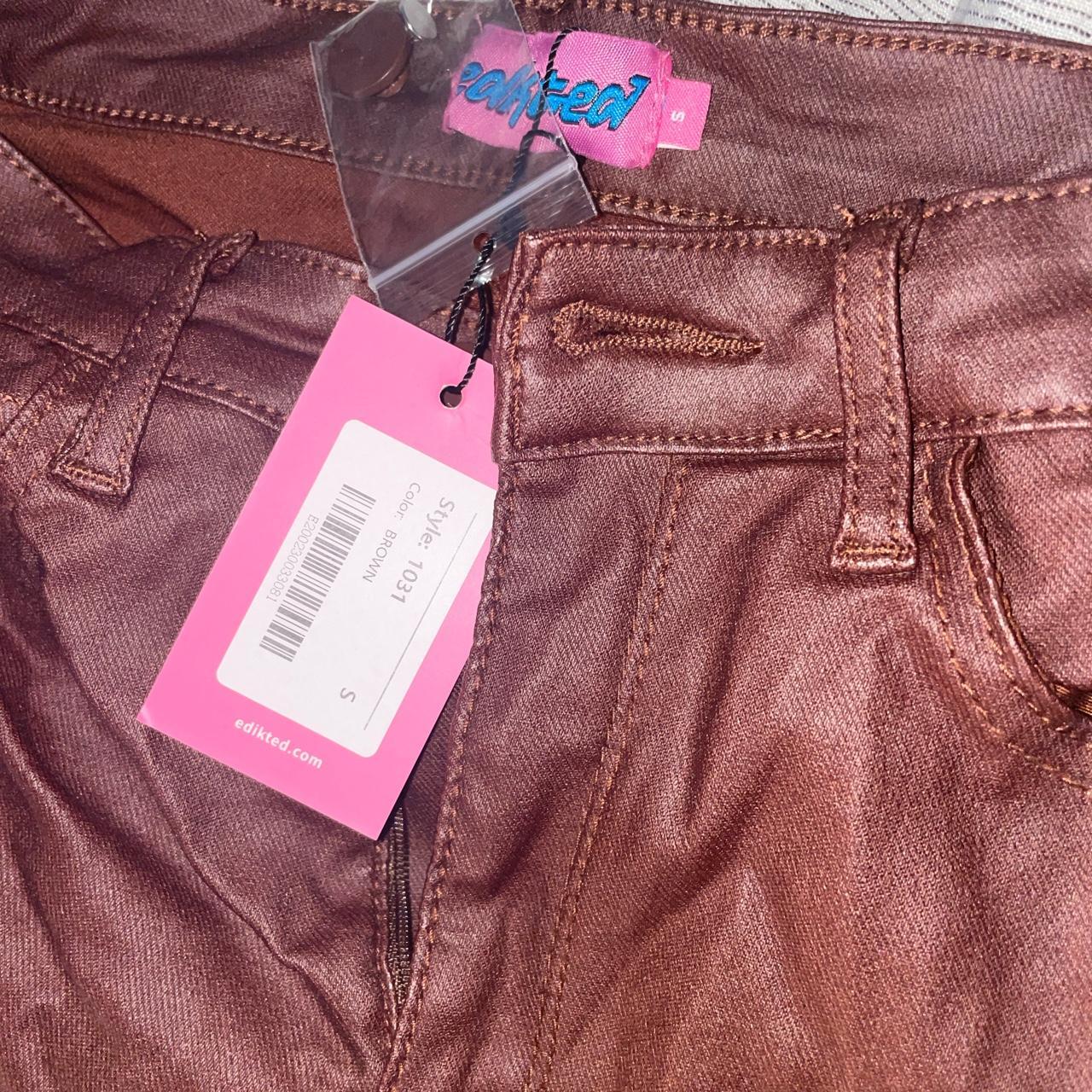 Edikted brown faux leather pants New with... Depop