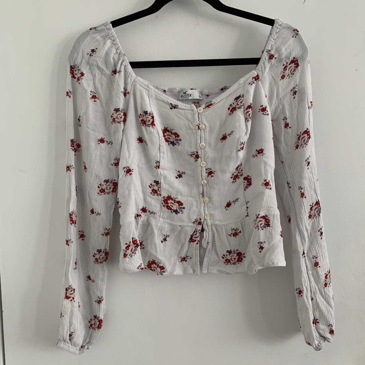 Hollister Square Neck Floral Button Blouse- the... - Depop