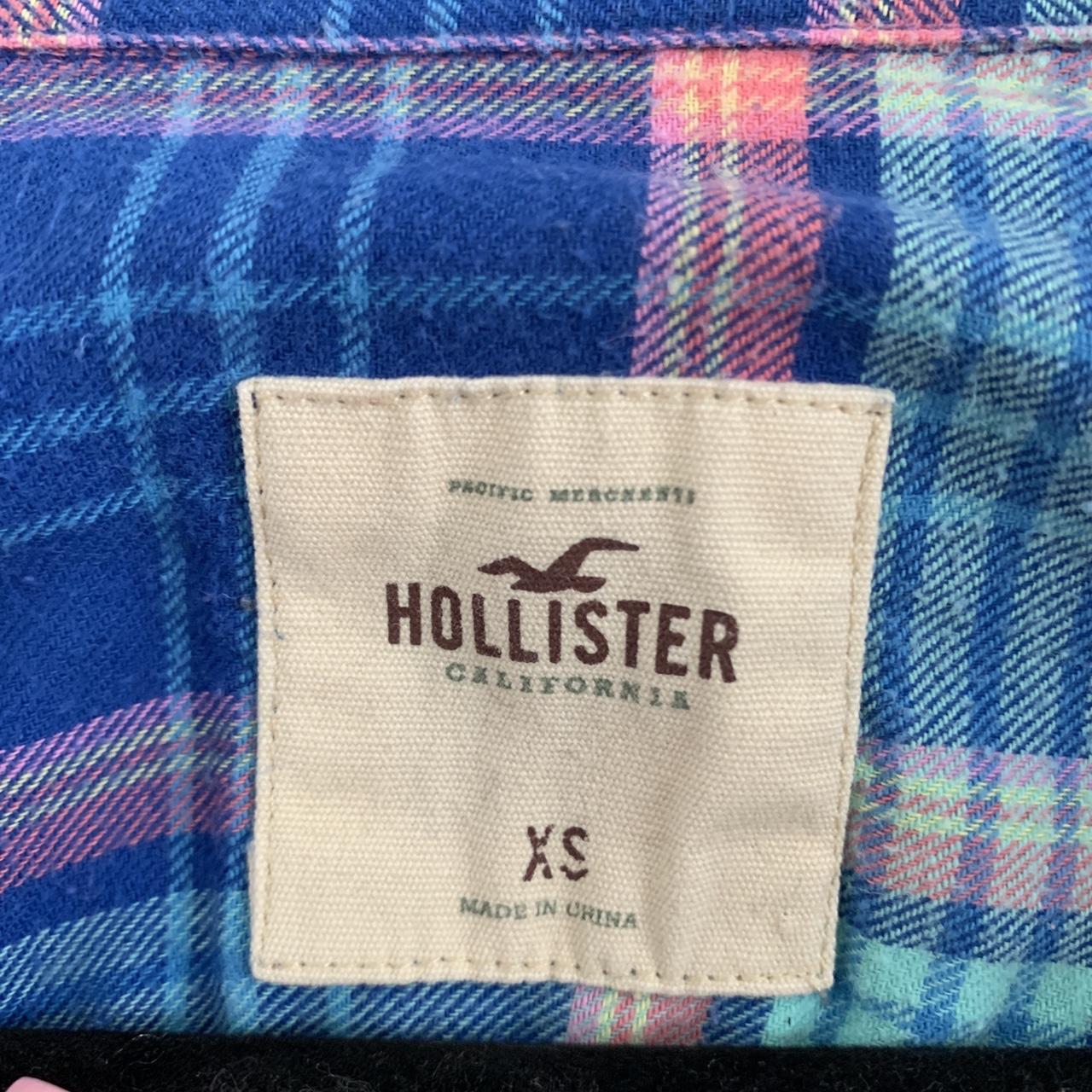 HOLLISTER FLANNEL- very cute color! bright blue... - Depop