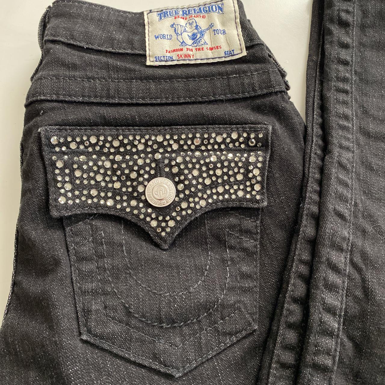 Black skinny jeans with silver chain Size 5 never - Depop