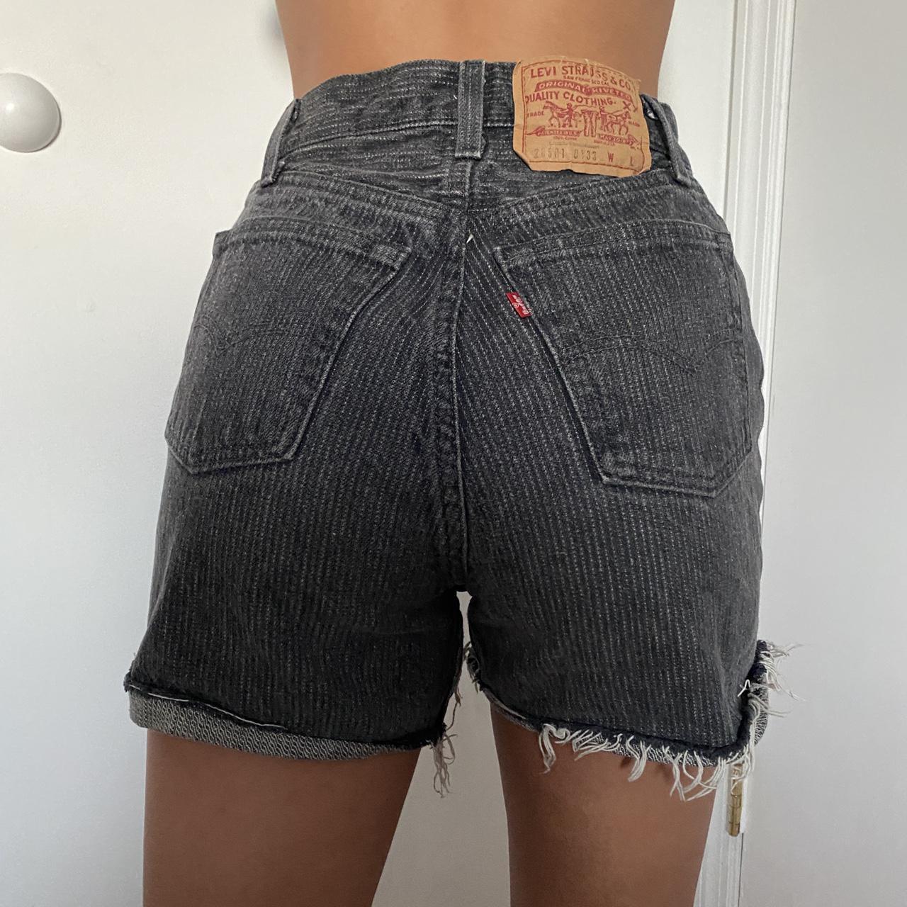 high waisted black denim shorts levis