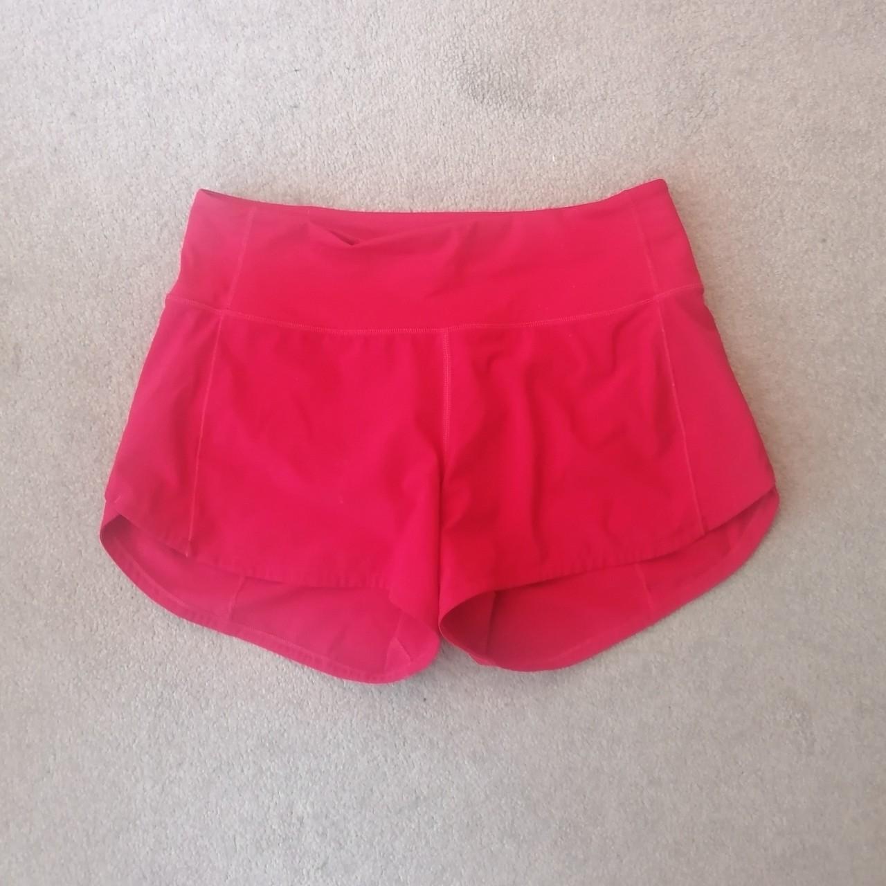 Lululemon red running shorts Perfect flattering... - Depop