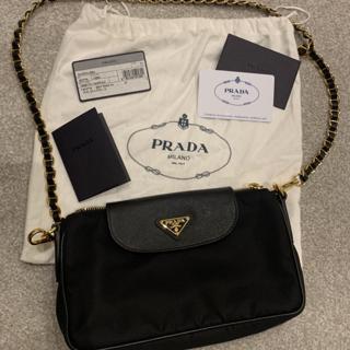 Prada - Bandoliera Tessuto Nylon & Saffiano Leather Black Chain