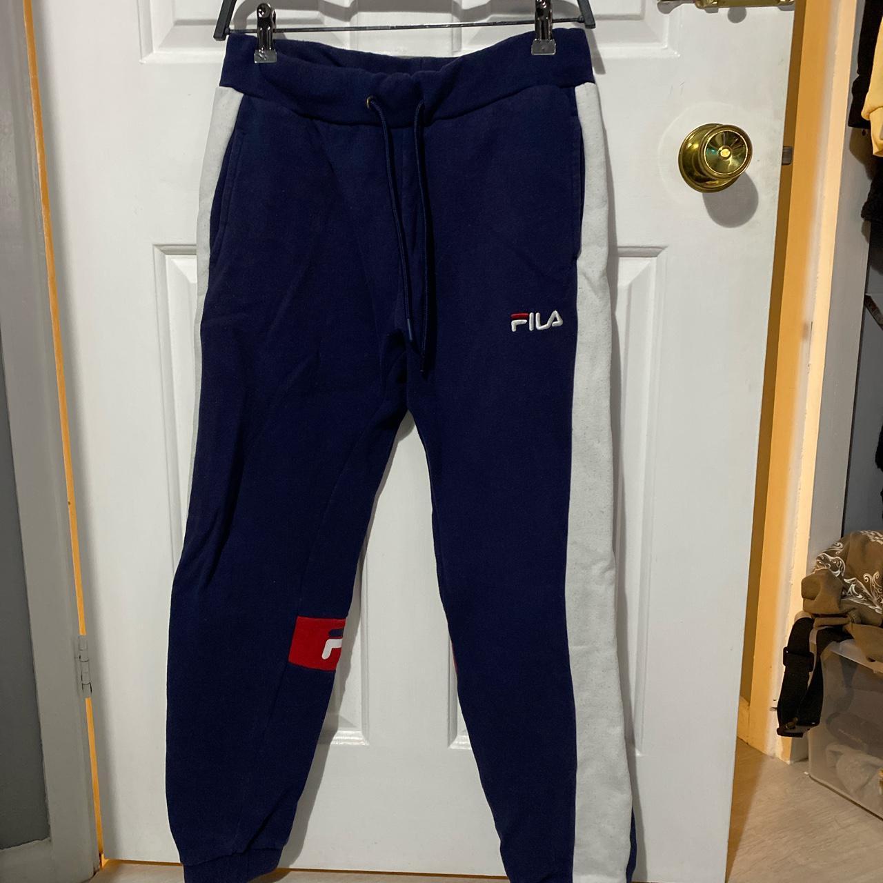 Fila Men's Navy and White Joggers-tracksuits | Depop