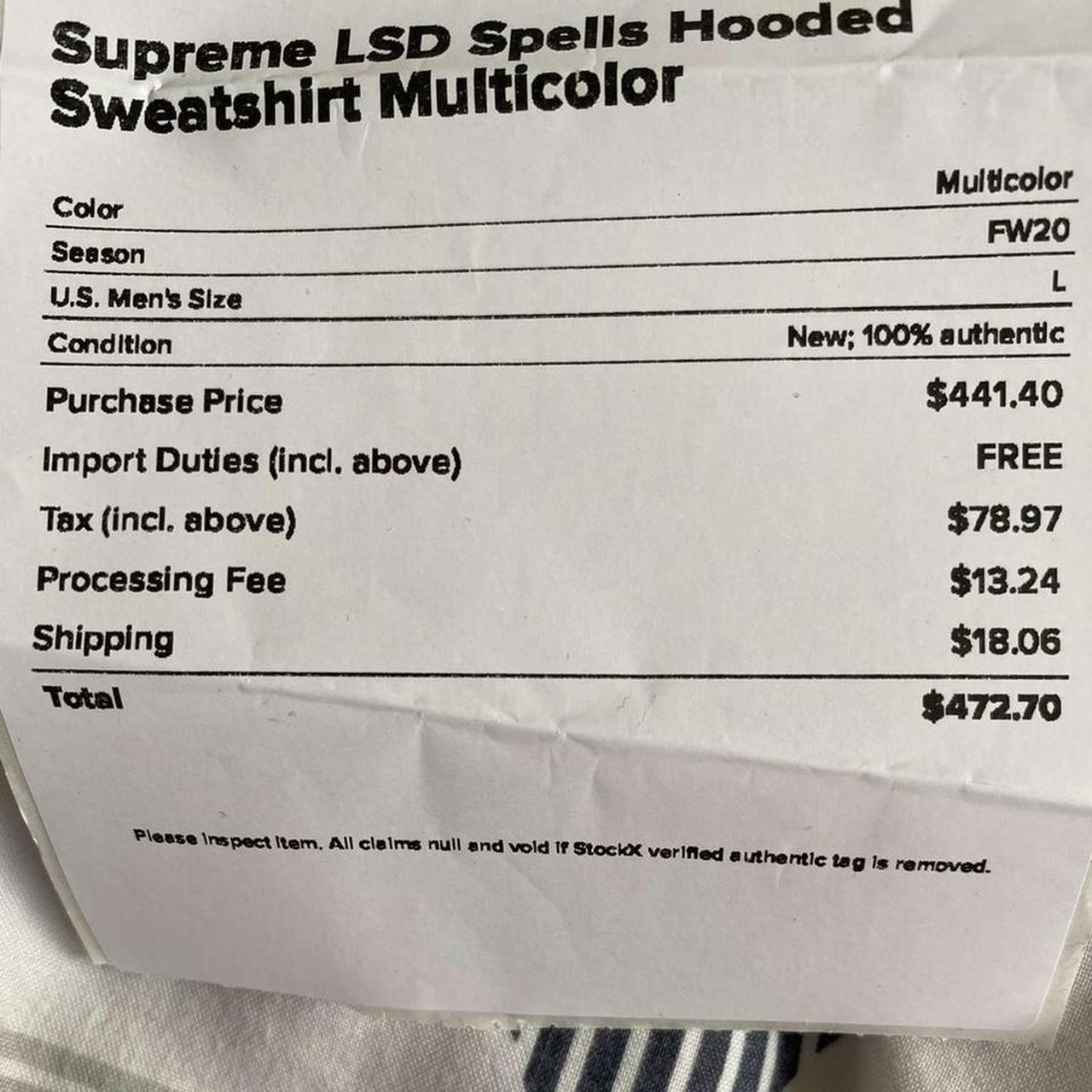 supreme lsd spells hooded sweatshirt multicolor