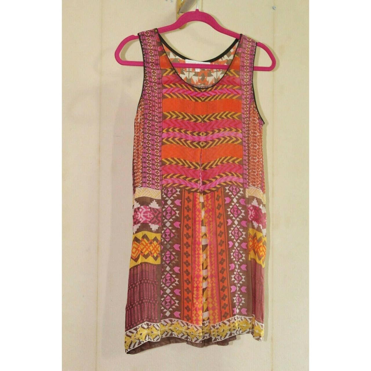 Anthropologie Women's Orange and Pink Dress | Depop