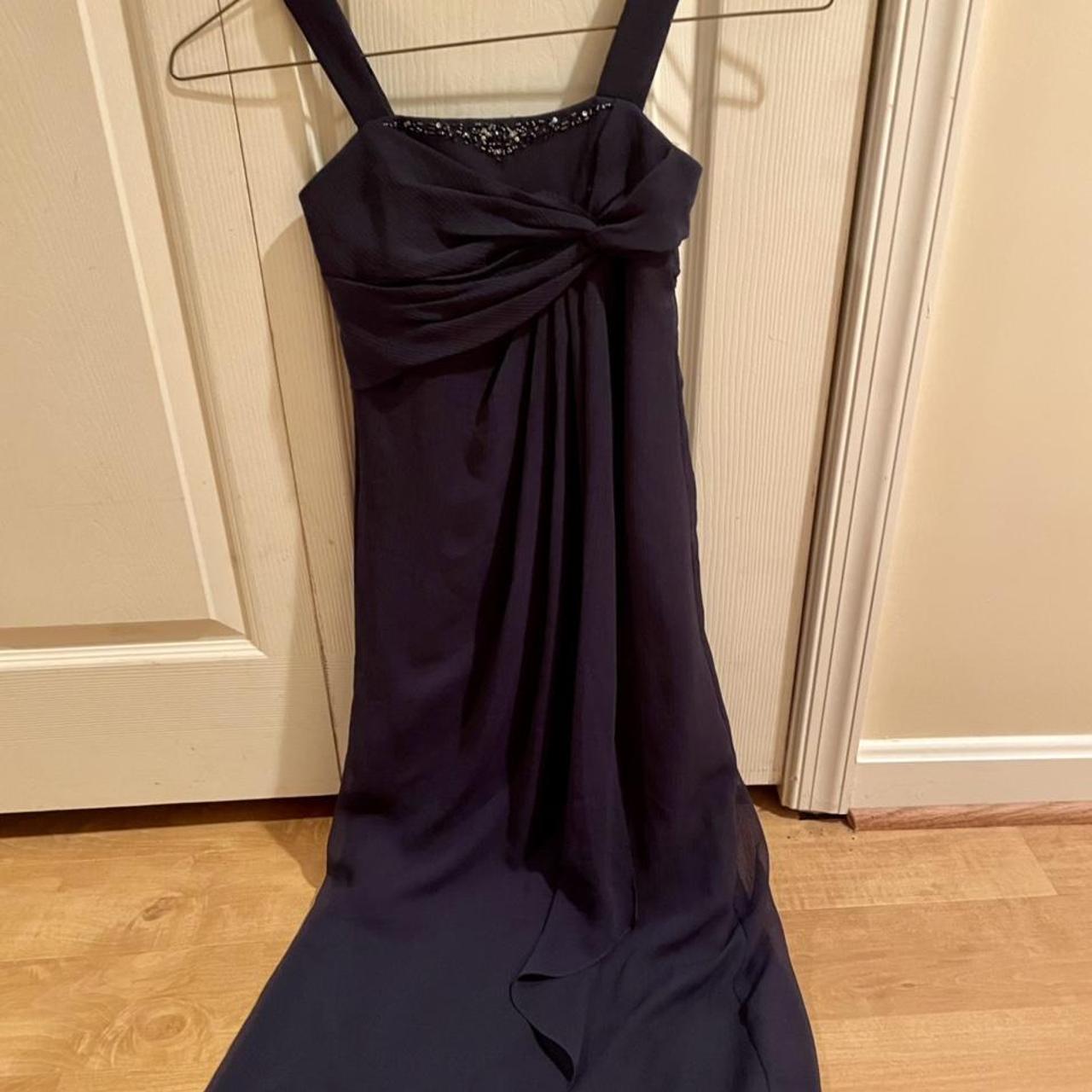 David’s Bridal Navy Blue Sequin Maxi Dress Depop