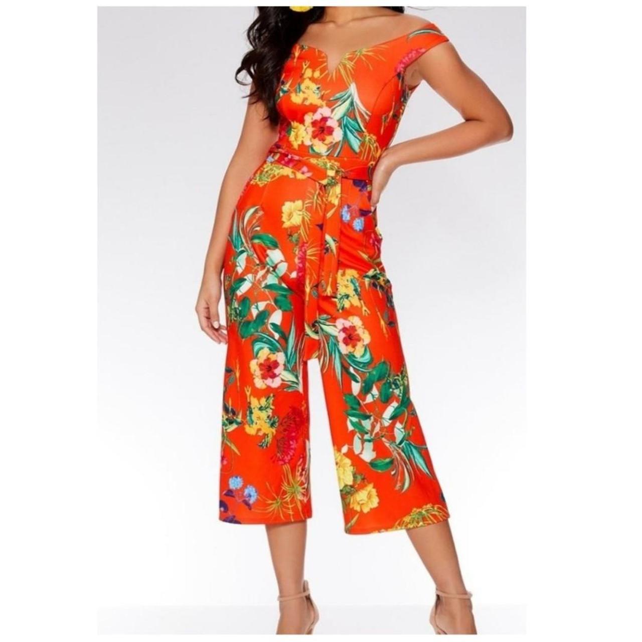 quiz floral bardot jumpsuit