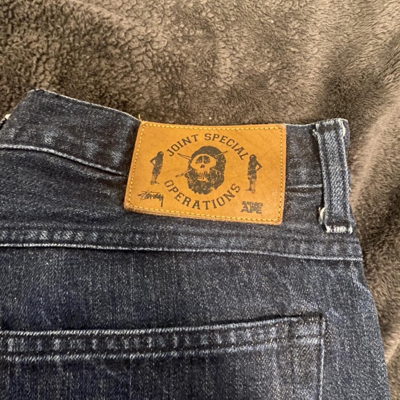 Bape x Stussy collab Raw Denim size 30 . Gained... - Depop