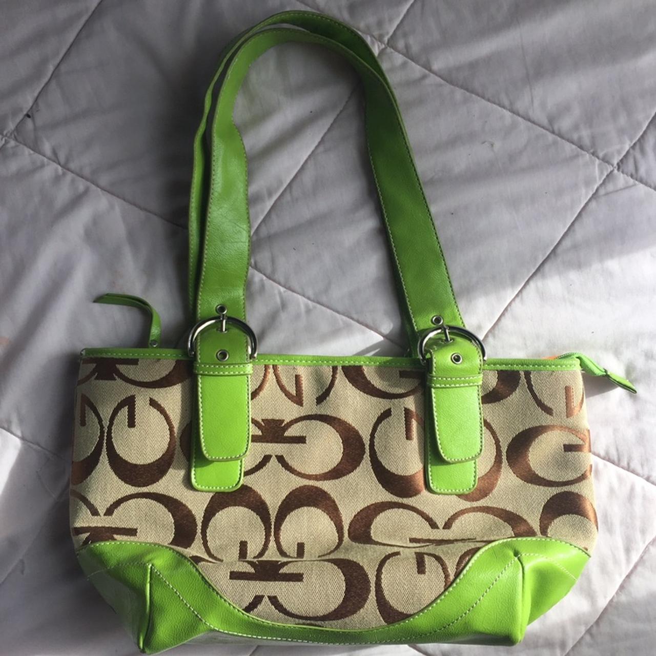 90s and Y2K Guess lime green purse with silver buckles - Depop