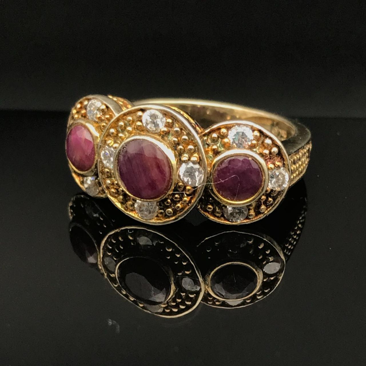 Ruby Vermeil Multi Stone Band Ring, Bezel Set... - Depop