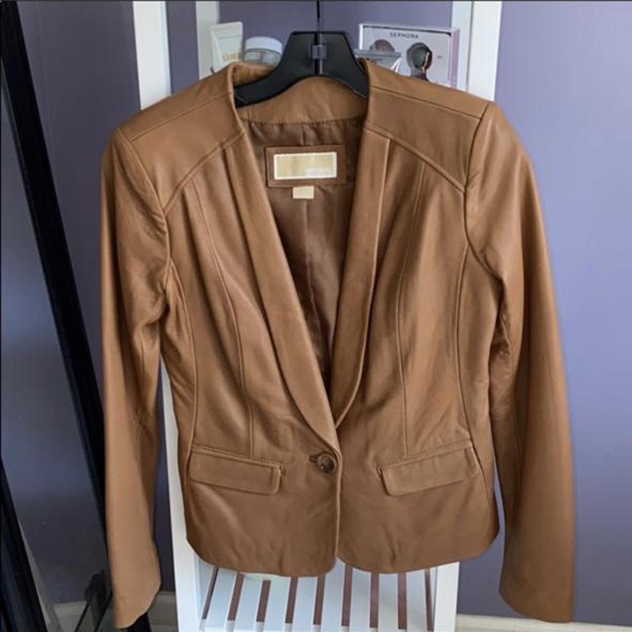 brown michael kors leather jacket