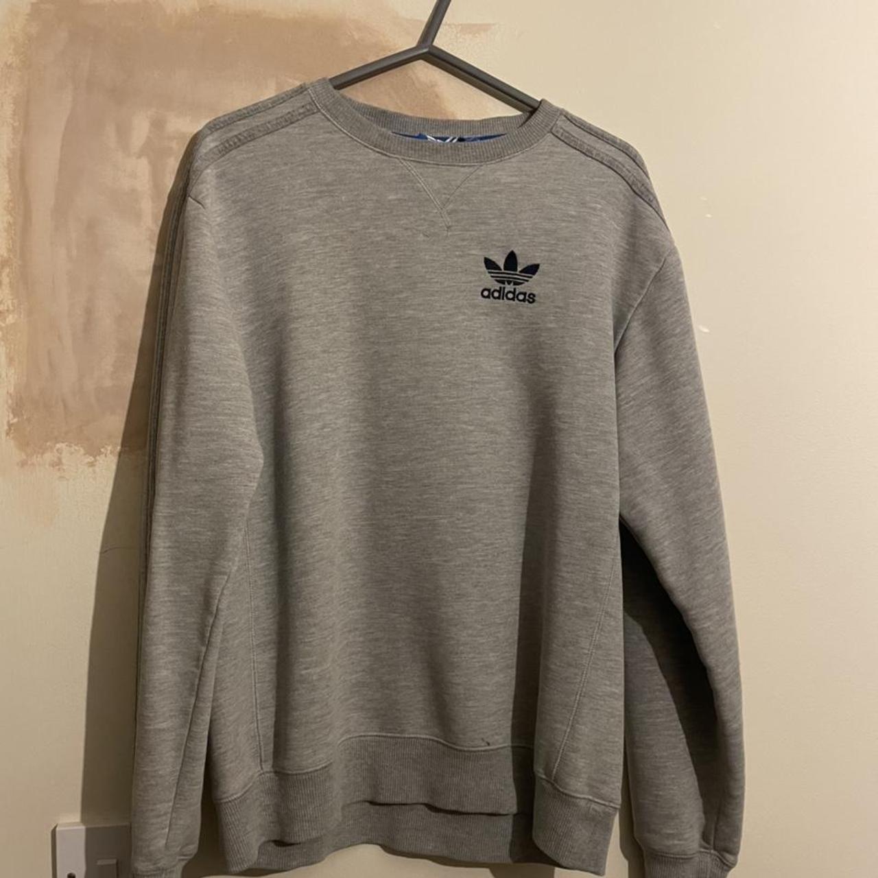 adidas originals trefoil sweatshirt, grey size... - Depop