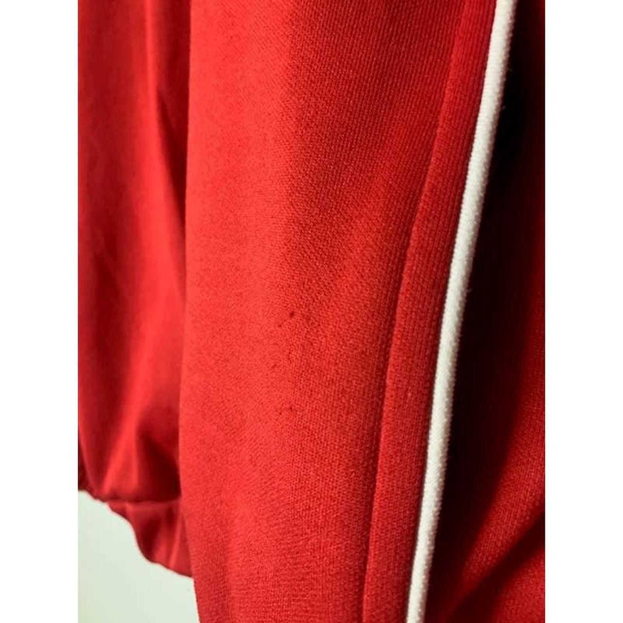 Reebok red tracksuit zip up jacket with white piping... - Depop