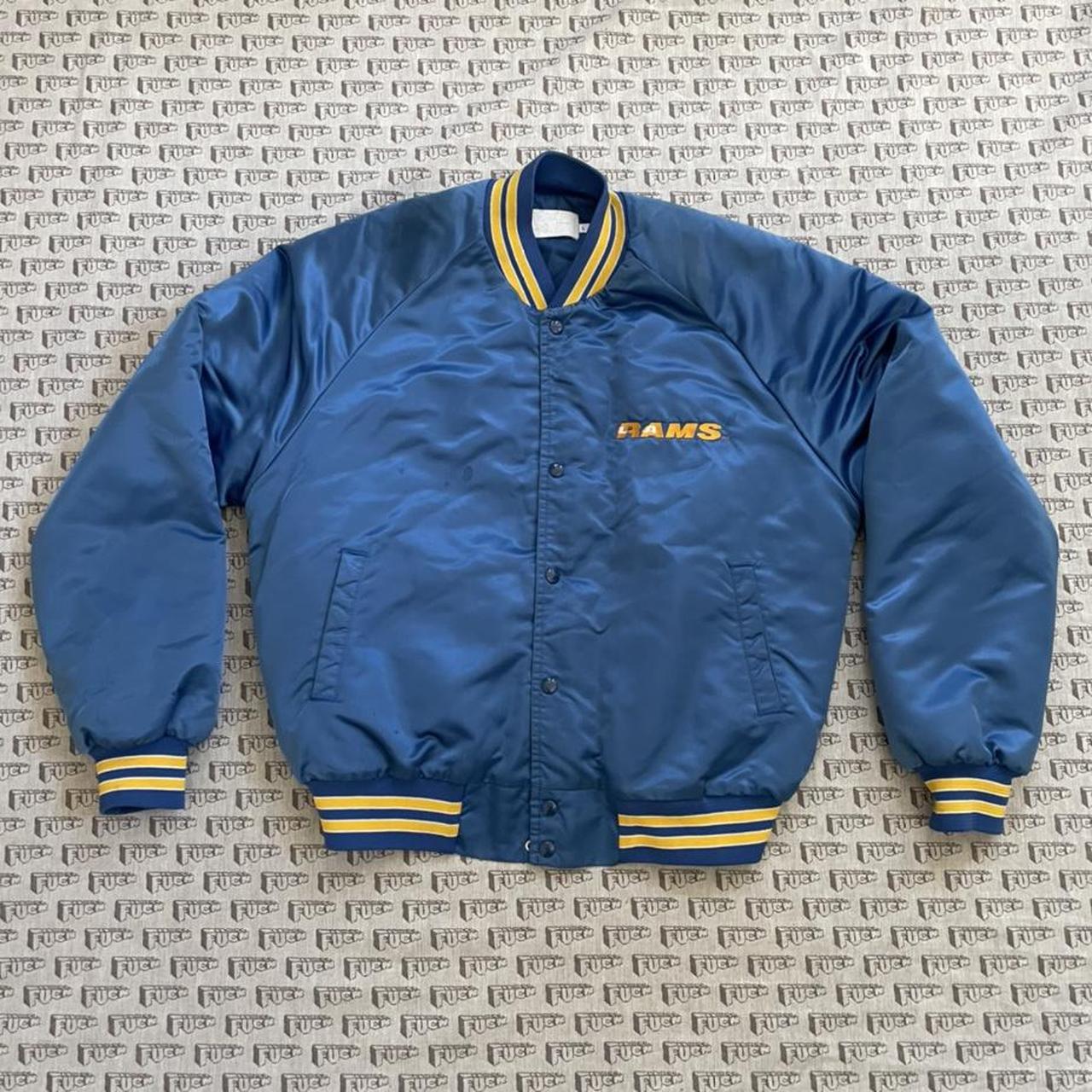 Vintage 80s Los Angeles La Rams Chalk Line Satin Bomber Jacket - Size Large-XL