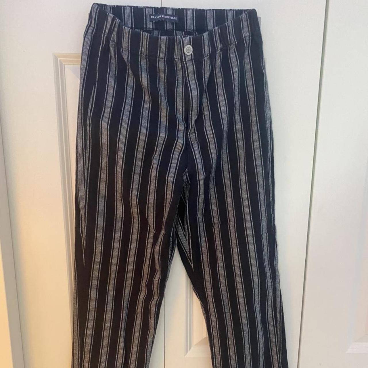 Brandy Melville Women's Black and White Trousers | Depop