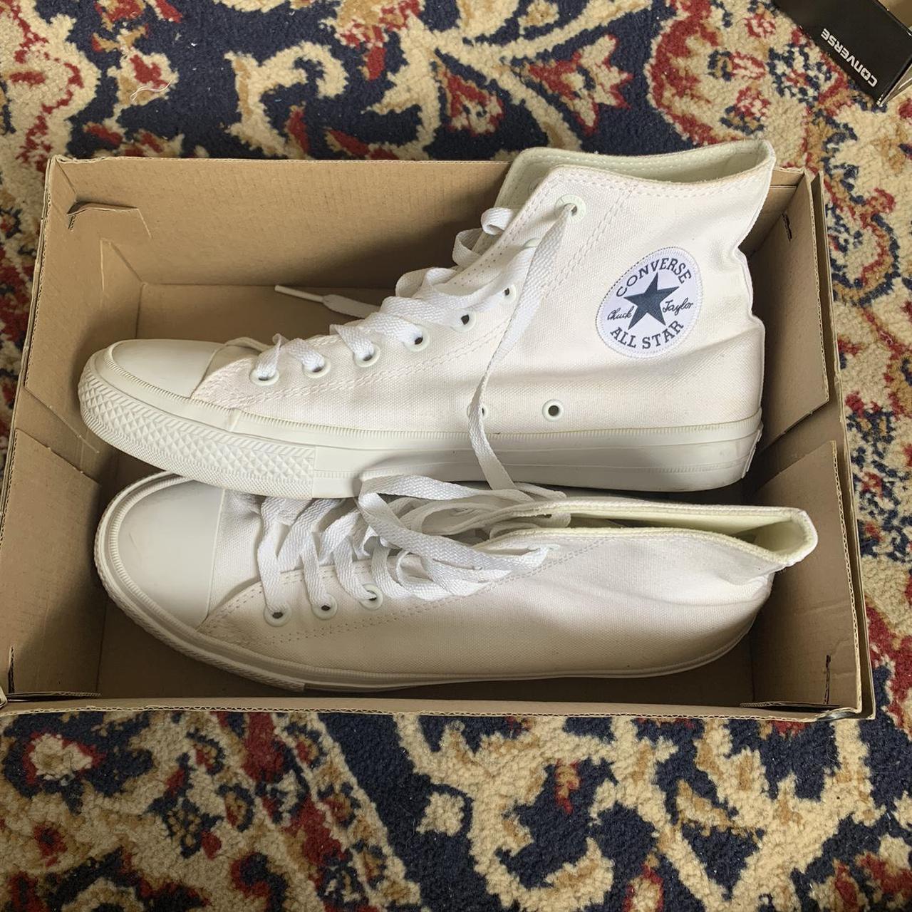 Brand new unworn all white converse - comes with... - Depop