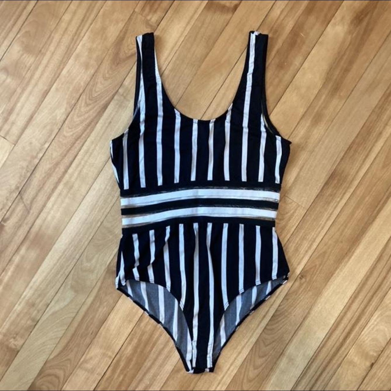 Striped Black & White Bodysuit Only tried on! The... - Depop