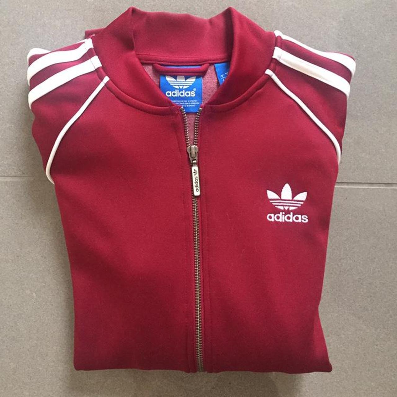 ADIDAS Burgundy Front Zip Sport/Track Jacket Size M 😎 Depop